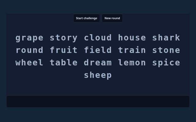 Typing Challenge playing interface